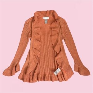 Nine West Glitter Ruffle Cardigan - Size Small
